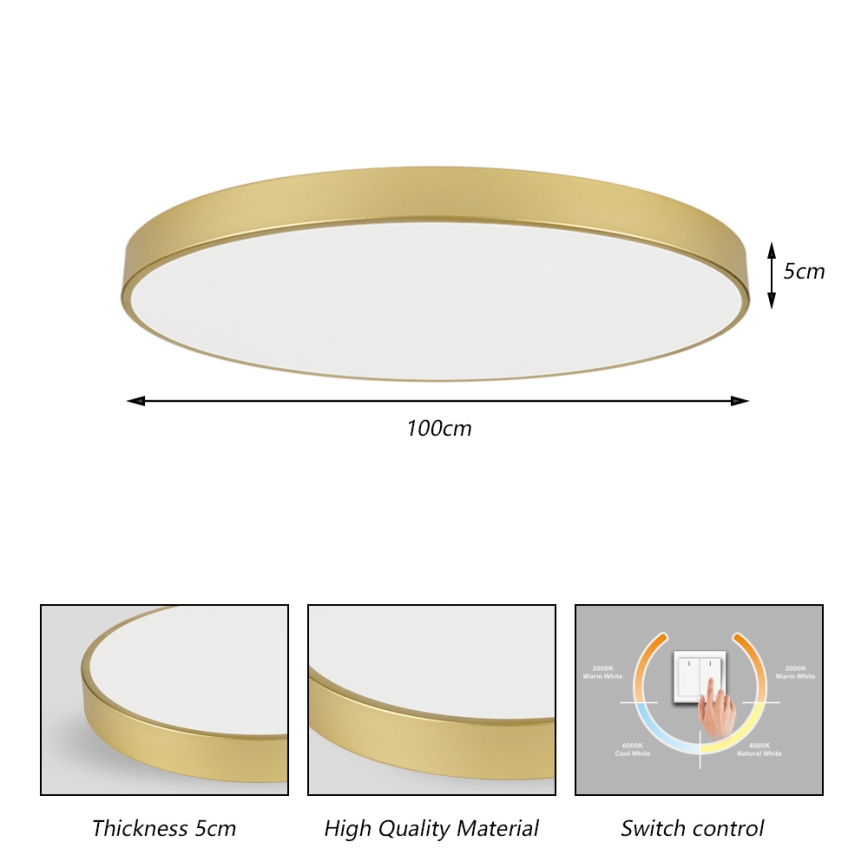 Brilagi - LED griestu lampa POOL LED/128W/230V 3000/4000/6000K Ø 100 cm zelta