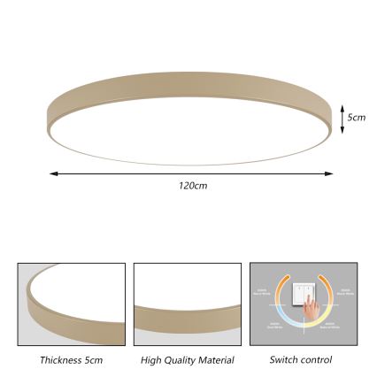 Brilagi - LED griestu lampa POOL LED/180W/230V 3000/4000/6000K Ø 120 cm bēša