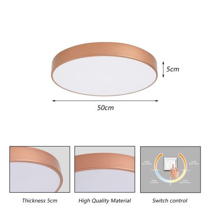 BRILAGI - LED griestu gaismeklis POOL LED/60W/230V 3000/4000/6000K Ø 50 cm, bronzas krāsā