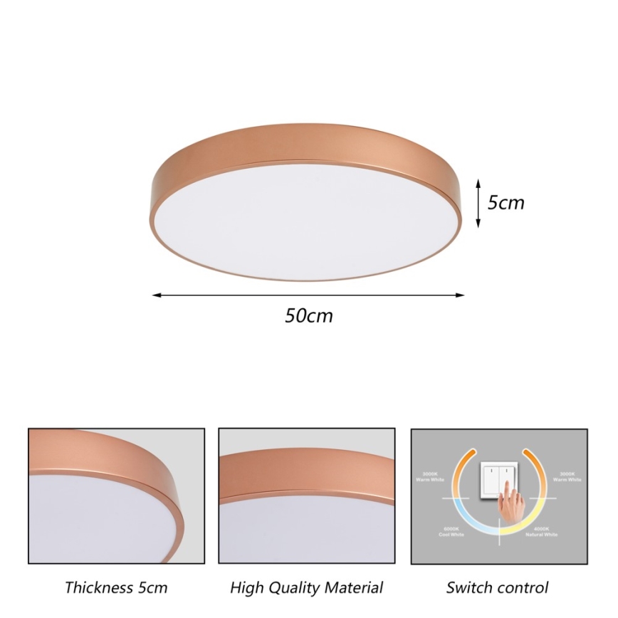 BRILAGI - LED griestu gaismeklis POOL LED/60W/230V 3000/4000/6000K Ø 50 cm, bronzas krāsā