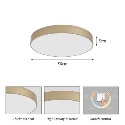 BRILAGI - LED griestu gaismeklis POOL LED/60W/230V 3000/4000/6000K Ø 50 cm zelta