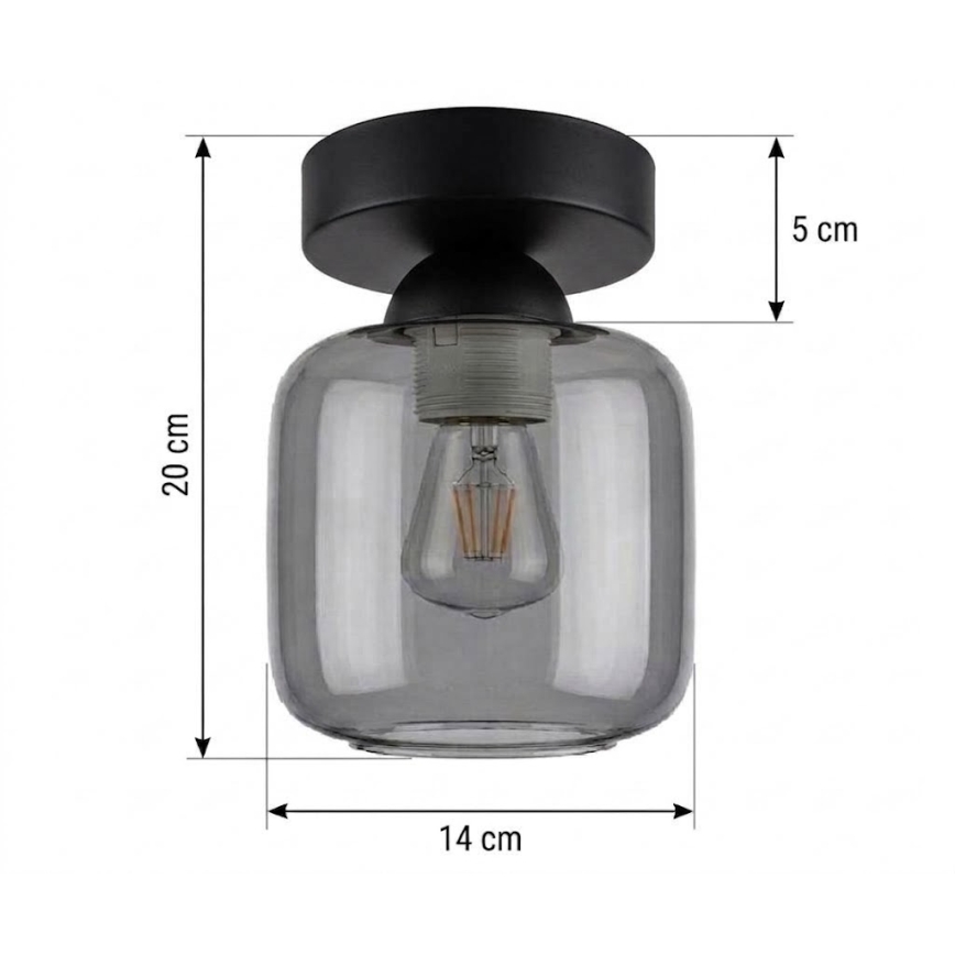 BRILAGI - LED griestu gaismeklis RETRO GLASS 1xE27/60W/230V Ø 14 cm melns/dūmakaini pelēks