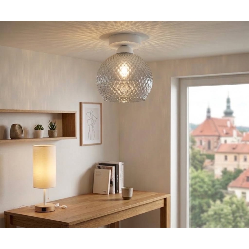 BRILAGI - LED griestu lampa RETRO GLASS 1xE27/60W/230V Ø 18 cm balta/dūmaina pelēka