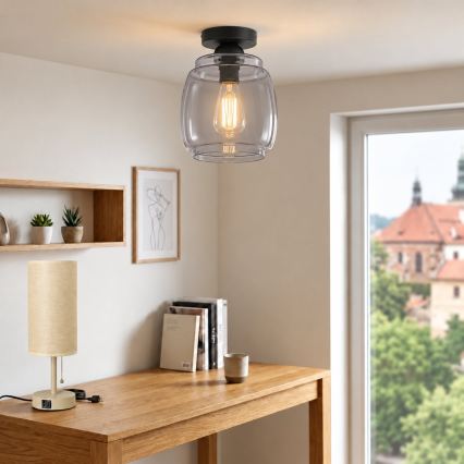 BRILAGI - LED griestu gaismeklis RETRO GLASS 1xE27/60W/230V Ø 26 cm melns/dūmakains pelēks