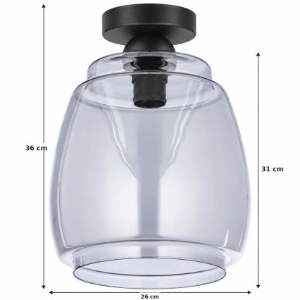 BRILAGI - LED griestu gaismeklis RETRO GLASS 1xE27/60W/230V Ø 26 cm melns/dūmakains pelēks