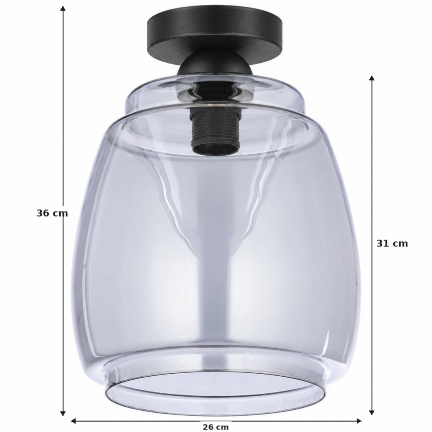 BRILAGI - LED griestu gaismeklis RETRO GLASS 1xE27/60W/230V Ø 26 cm melns/dūmakains pelēks