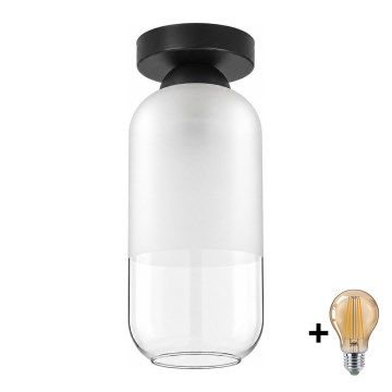BRILAGI - LED griestu gaismeklis RETRO GLASS 1xE27/60W/230V Ø 14 cm melns/balts