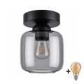 BRILAGI - LED griestu gaismeklis RETRO GLASS 1xE27/60W/230V Ø 14 cm melns/dūmakaini pelēks