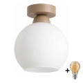 BRILAGI - LED griestu gaismeklis RETRO GLASS 1xE27/60W/230V Ø 15 cm bēšs/balts