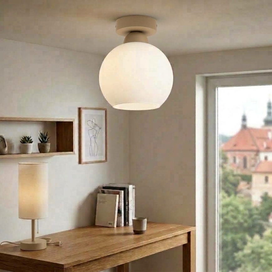 BRILAGI - LED griestu gaismeklis RETRO GLASS 1xE27/60W/230V Ø 15 cm bēšs/balts