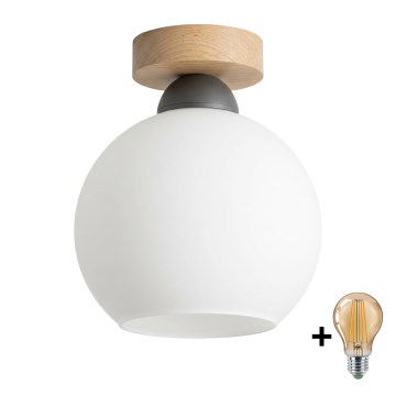BRILAGI - LED griestu gaismeklis RETRO GLASS 1xE27/60W/230V Ø 15 cm ozols/balts
