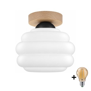 BRILAGI - LED griestu gaismeklis RETRO GLASS 1xE27/60W/230V Ø 20 cm ozols/balts