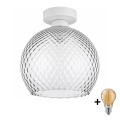 BRILAGI - LED griestu gaismeklis RETRO GLASS 1xE27/60W/230V Ø 25 cm balts/dūmakaini pelēks