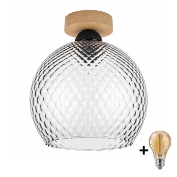 BRILAGI - LED griestu gaismeklis RETRO GLASS 1xE27/60W/230V Ø 25 cm ozols/dūmakaini pelēks