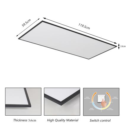 Brilagi - SLIMFRAME LED griestu gaismeklis LED/80W/230V 120x60 cm 3000/4000/6000K melns