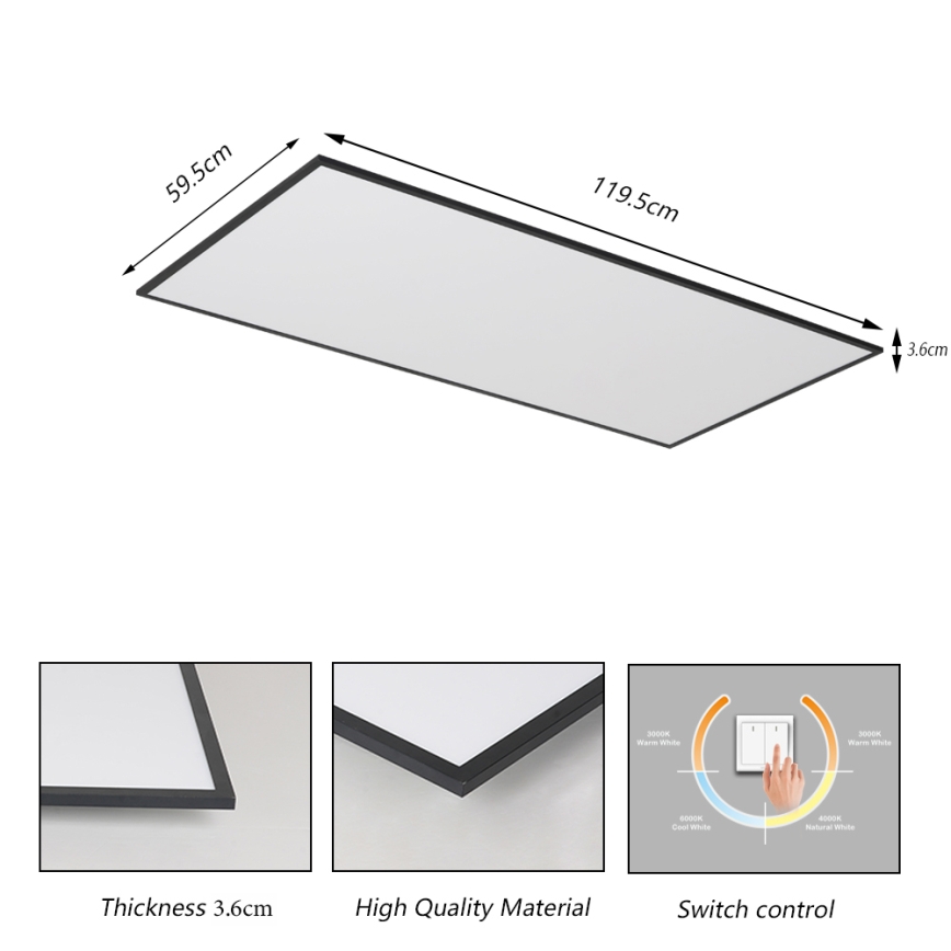 Brilagi - SLIMFRAME LED griestu gaismeklis LED/80W/230V 120x60 cm 3000/4000/6000K melns