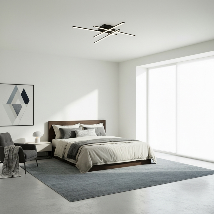 Brilagi - LED griestu gaismeklis STRIPES LED/37W/230V 68x68 cm melns