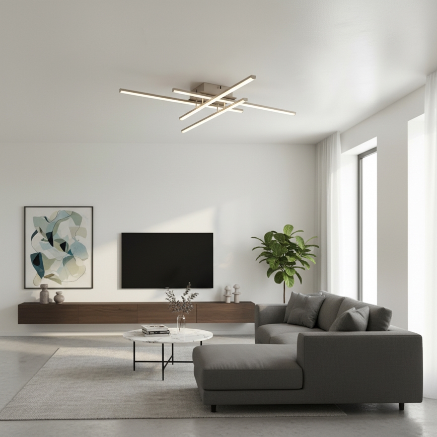 Brilagi - LED griestu gaismeklis STRIPES LED/37W/230V 68x68 cm sudraba krāsā