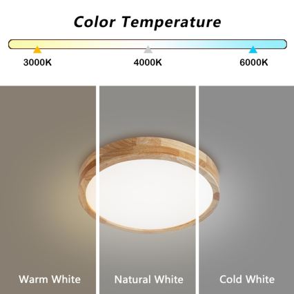 BRILAGI - LED griestu lampa WOODLINE LED/24W/230V 3000/4000/6000K ozols, Ø 30 cm