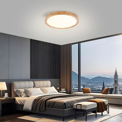 Brilagi - LED griestu gaismeklis WOODROUND LED/30W/230V 3000/4000/6000K Ø 40 cm koka CRI 90