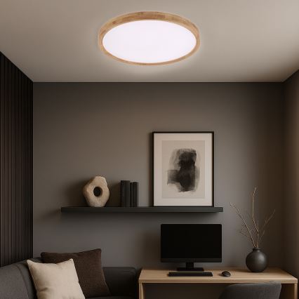 Brilagi - LED griestu gaismeklis WOODROUND LED/40W/230V 3000/4000/6000K Ø 60 cm koka CRI 90