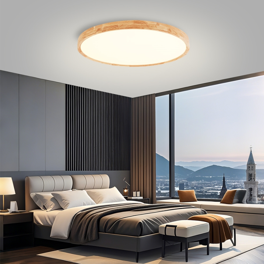 Brilagi - LED griestu gaismeklis WOODROUND LED/70W/230V 3000/4000/6000K Ø 80 cm koka CRI 90