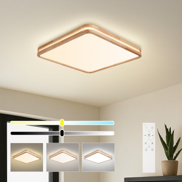 BRILAGI - LED griestu lampa ar regulējamu spilgtumu MOLINA SQUARE LED/80W/230V 3000-6000K ozols 60x60 cm + tālvadības pults