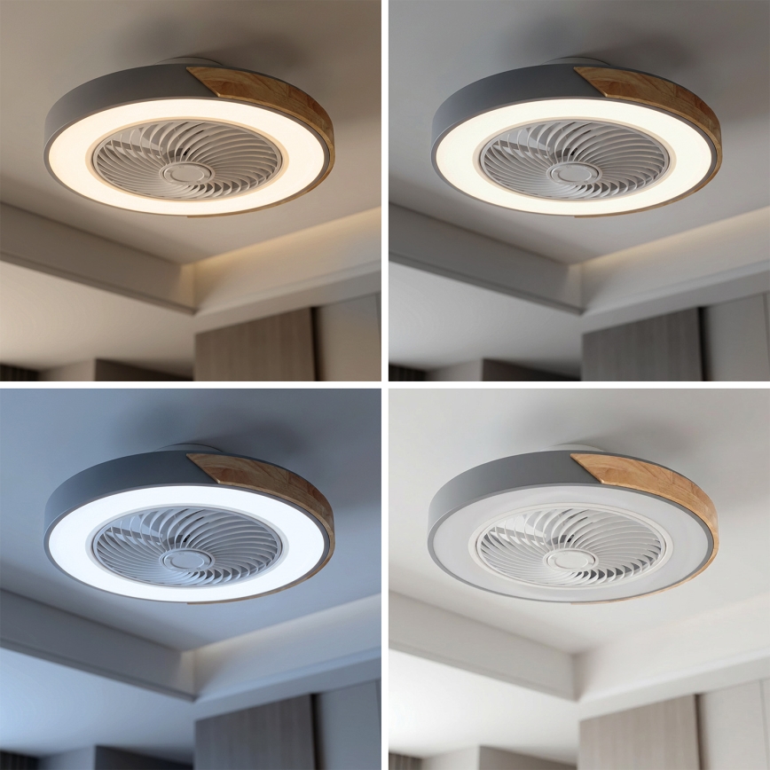 Brilagi - LED regulējama griestu lampa ar ventilatoru LED/38W/230V 3000-6500K 3000-6500K diam. 50 cm pelēka/ozols + ar tālvadības pulti