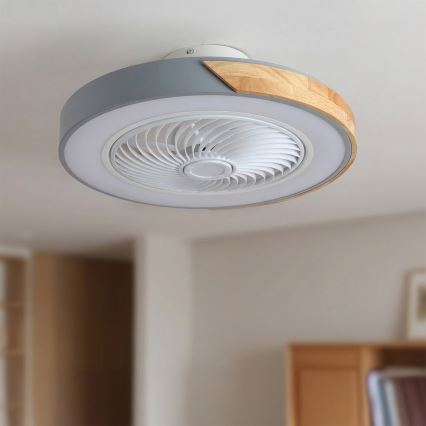 Brilagi - LED regulējama griestu lampa ar ventilatoru LED/38W/230V 3000-6500K 3000-6500K diam. 50 cm pelēka/ozols + ar tālvadības pulti