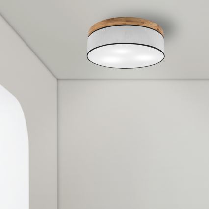 Brilagi - LED Griestu lampa BELLADONNA 3xE27/15W/230V d. 50 cm balta/ozols