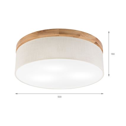 Brilagi - LED Griestu lampa BELLADONNA 3xE27/15W/230V d. 50 cm krēmkrāsa/ozols