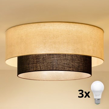 Brilagi - LED griestu lampa BOHO STYLE 3xE27/15W/230V Ø 60 cm krēmkrāsaina/brūna