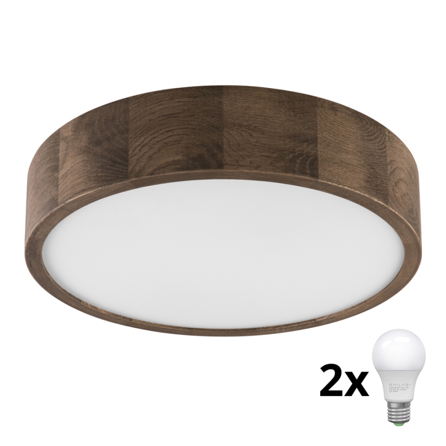 Brilagi - LED Griestu lampa CARVALHO 2xE27/60W/230V ozols riekstkoks d. 37 cm