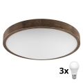 Brilagi - LED griestu lampa CARVALHO SLIM 3xE27/60W/230V ozola valrieksts Ø 47 cm