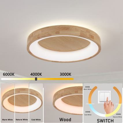 Brilagi - LED griestu lampa FALCON WOOD LED/40W/230V 3000/4000/6000K Ø 60 cm, no koka