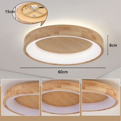 Brilagi - LED griestu lampa FALCON WOOD LED/40W/230V 3000/4000/6000K Ø 60 cm, no koka