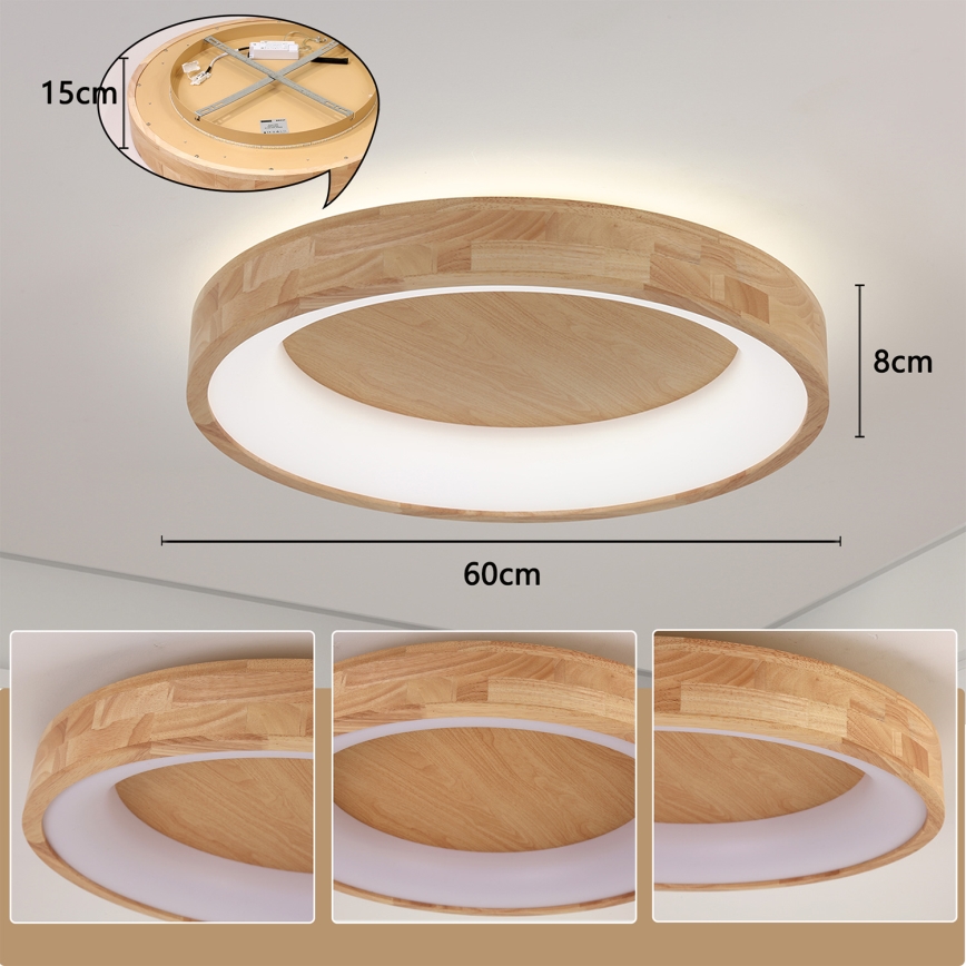 Brilagi - LED griestu lampa FALCON WOOD LED/40W/230V 3000/4000/6000K Ø 60 cm, no koka