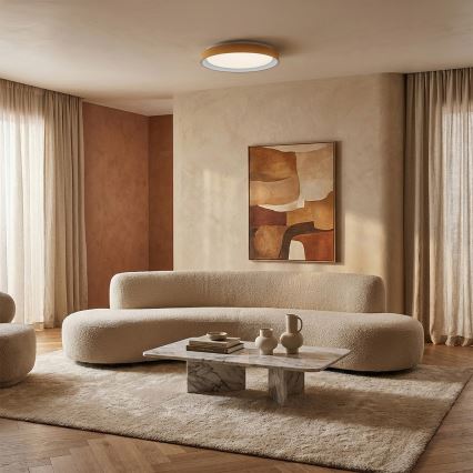 Brilagi - LED griestu gaismeklis FLOCO LED/24W/230V Ø 30 cm koka dekors/balts