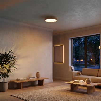 Brilagi - LED griestu gaismeklis FLOCO LED/24W/230V Ø 30 cm koka dekors/balts