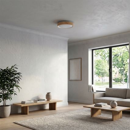 Brilagi - LED griestu gaismeklis FLOCO LED/24W/230V Ø 30 cm koka dekors/balts