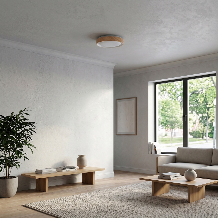 Brilagi - LED griestu gaismeklis FLOCO LED/24W/230V Ø 30 cm koka dekors/balts