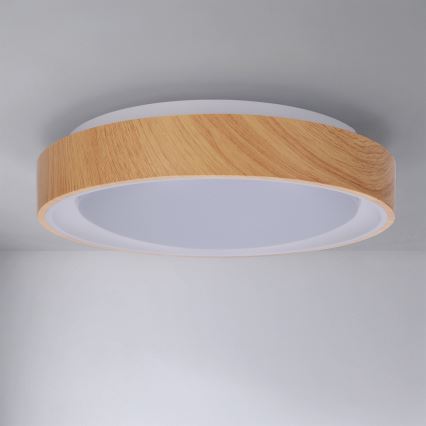 Brilagi - LED griestu gaismeklis FLOCO LED/24W/230V Ø 30 cm koka dekors/balts