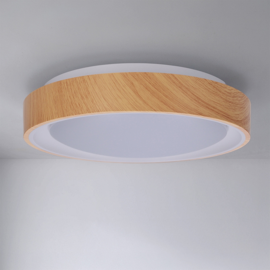Brilagi - LED griestu gaismeklis FLOCO LED/24W/230V Ø 30 cm koka dekors/balts
