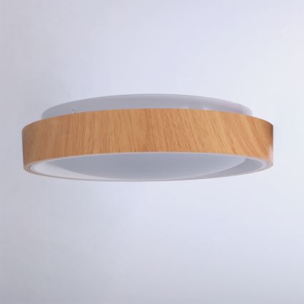 Brilagi - LED griestu gaismeklis FLOCO LED/24W/230V Ø 30 cm koka dekors/balts