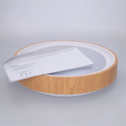 Brilagi - LED griestu gaismeklis FLOCO LED/24W/230V Ø 30 cm koka dekors/balts