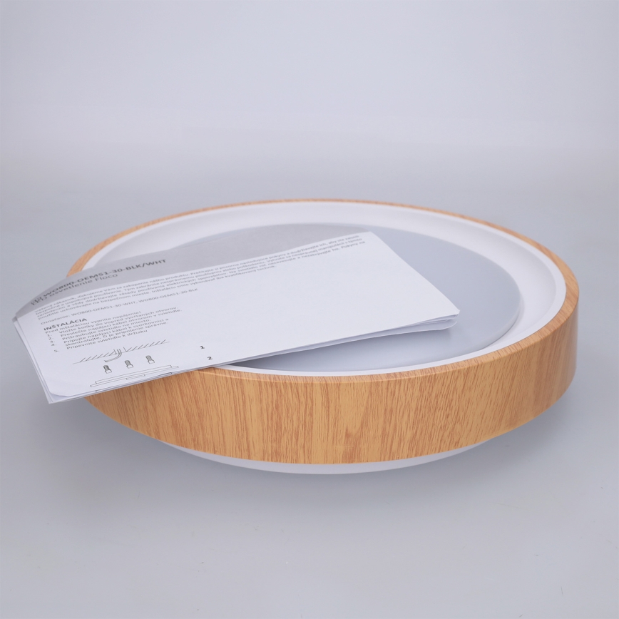Brilagi - LED griestu gaismeklis FLOCO LED/24W/230V Ø 30 cm koka dekors/balts