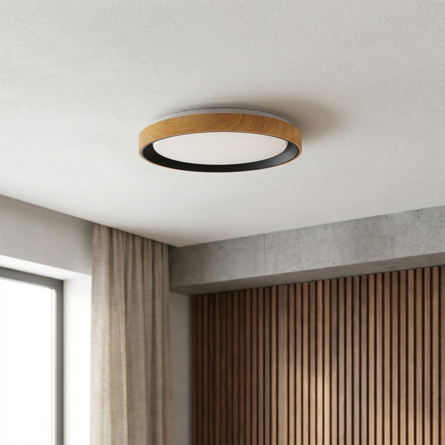 Brilagi - LED griestu lampa FLOCO LED/24W/230V Ø 30 cm koka dekors/melns