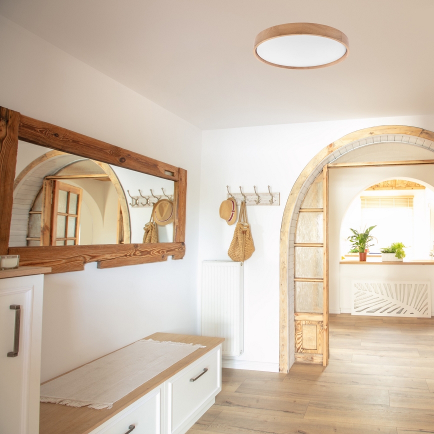 Brilagi - Regulējams LED griestu gaismeklis MANAROLA SMART LED/36W/230V 2700-6500K ozola krāsa, diametrs 51 cm Wi-Fi + Tuya tālvadība