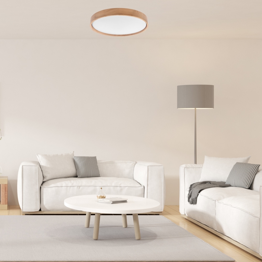 Brilagi - LED Griestu lampa MANAROLA SMART LED/36W/230V 2700-6500K ozols d. 51 cm Wi-Fi + tālvadības pults Tuya