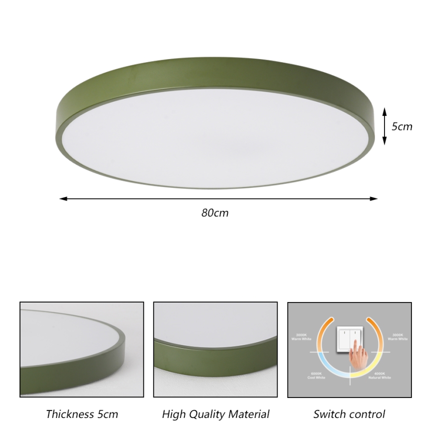 Brilagi - LED griestu lampa POOL LED/100W/230V 3000/4000/6000K Ø 80 cm zaļa